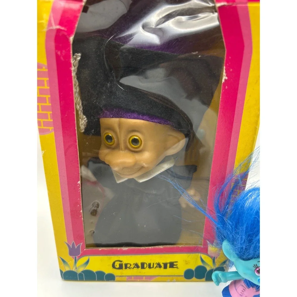 Vintage Trollkins Graduate Play House Toymakers‎ #1750 & Blue Troll Doll READ: